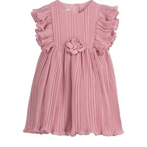 Pippa & Julie Flutter Sleeve Pleat Chiffon Toddler Girl Dress 18m Rose Summer